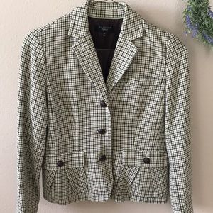 Talbots Blazer green and navy houndstooth